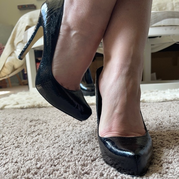 Joey black patent pointed toe stiletto heel 8 - Picture 2 of 11